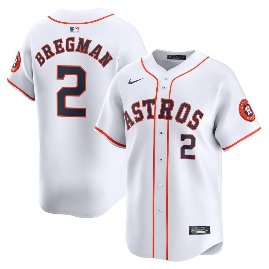 Men Houston Astros 2 Alex Bregman Nike White Home Limited Player MLB Jersey